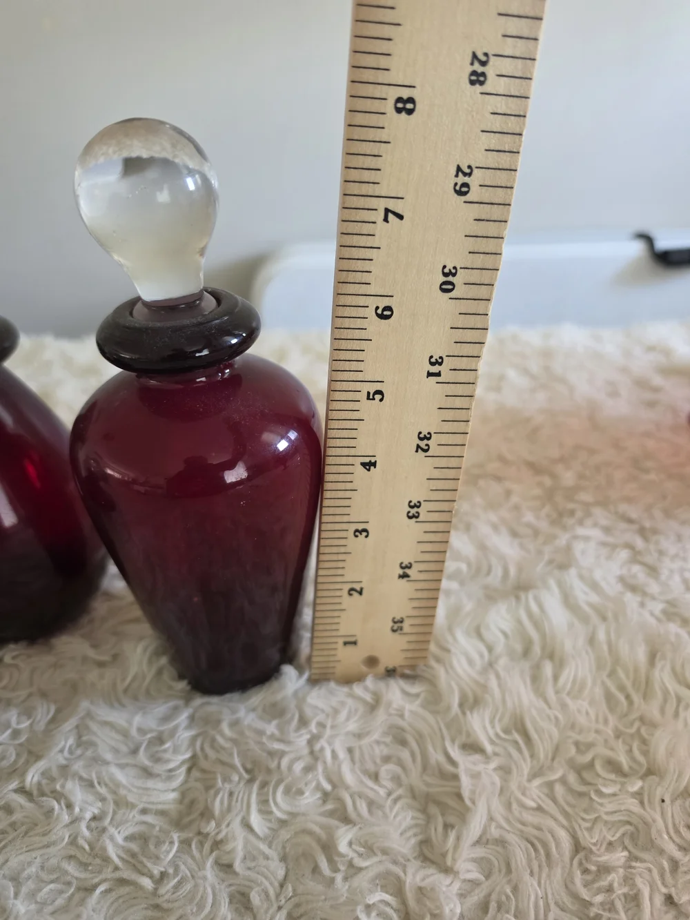 Vintage Glass Vanity Bottle Set in Deep Ruby Red - Unbranded